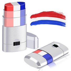 Rismise Red White Blue Stick Face Paint 2 PCs Patriotic America USA Face Body Paint 4th of July Face Paint Independence Day Face Painting Kit for Independence Day Makeup Baseball Softball Players