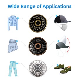 30 Pcs Button Pins Perfect for Jeans, Removable and Removable No Jumper Pin Sewing, Adjustable Metal Buttons Increase or Decrease Pant Waist by 1" in Seconds (17mm)