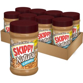 SKIPPY Natural Peanut Butter Spread, Creamy, 7 g protein per serving, 15 oz. (8 Pack)