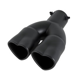 OtpOutopa Dual Exhaust Tip 2.5 inch Inlet, Universal Car Exhaust Pipe Modification Tail Throat Tail Pipe Stainless Steel Muffler Tip, Adjustable Heart Shaped Car Decoration (Straight,Matte Black)