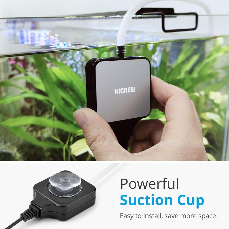 NICREW Nano Silent Aquarium Air Pump Black, Aquarium Aerator with
