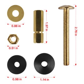 20 Pack Toilet Tank to Bowl Bolt Kit Stainless Steel and Brass Plated, Toilet Repair Kit Inside Tank, Toilet Tank Parts Includes Long Nut and Double Rubber Gaskets