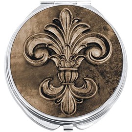 NewCharms Antique Fleur de Lis Compact with Mirrors - Perfect Pocket and Purse Size Folding Mirror for Applying Make Up Anywhere