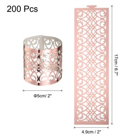 sourcing map 200Pcs Napkin Rings Laser Cut Foil Paper, Napkin Holder Hollow Napkin Bands for Weddings Party Serviette Table Decoration Restaurant (Reflective Rose Gold, 6.7 x 2")
