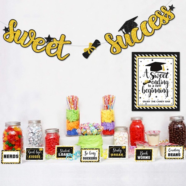 2020 Graduation Candy Bar Black and Gold Tent Cards Set