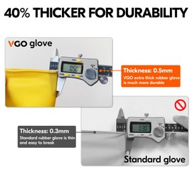Vgo... 3Pairs Reusable Household Gloves,Rubber Dishwashing Gloves,Extra Thickness,Long Sleeves,Kitchen Cleaning/Working/Gardening(Size L,Yellow,HH4601,3Pairs)
