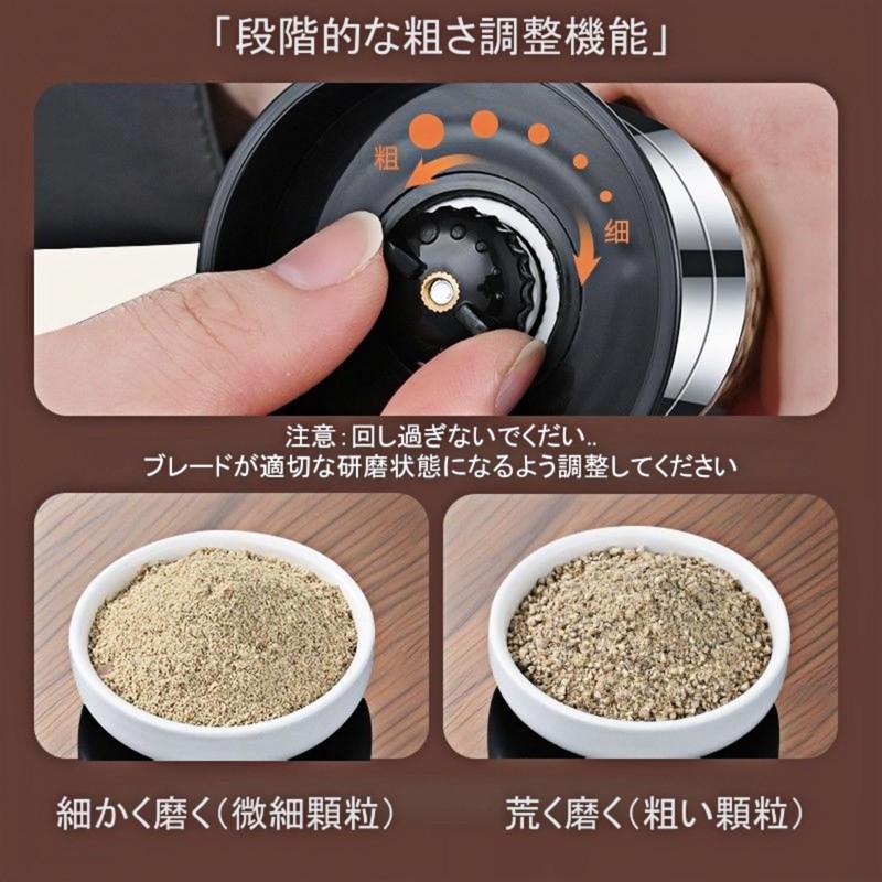 YUNMI ペッパーミル 2IN1 スパイスミル コショウ挽き器 手動 ステンレス製 粗さ調節可能 ペッパー/ローズ塩/結晶塩/岩塩/胡椒/スパイス/山椒 調理用品