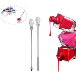 Nail Mix Spoon Stick Tool, 2 pcs Nail Spatula Picker Spoon Acrylic Gel Powder Mix Stick Stirring Rod Manicure Tool Set (Natural)
