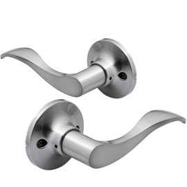 Berlin Modisch Dummy Lever Door Handle [Pack of Two] for Closets with a Satin Nickel Finish, Single Side, Non-Turning Pull Only Classic Series