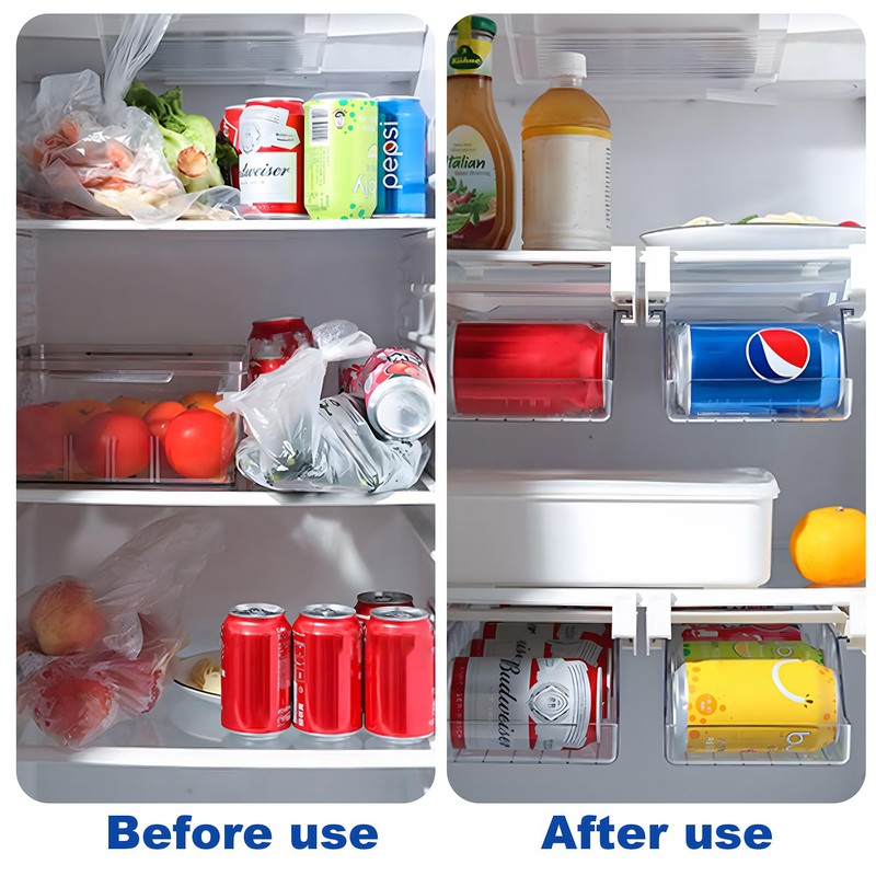 VOCAON 2 Pack Refrigerator Drawer Can Organizer, Hanging Soda Can