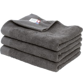 Bloom Imabari Towels, Certified, Set of 3, Ciel, Hotel Specifications, Absorbent, Quick Drying, Room Drying, 100% Cotton, Made in Japan (Charcoal)
