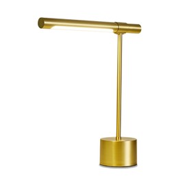 Bling All-Brass Mid Century Desk Lamp - Modern Gold Bankers Shade - 18-in LED Light - Adjustable Table Lamp for Study, Bedside Reading - Polished Brass
