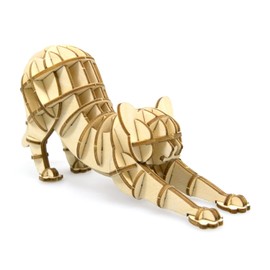 ki-gu-mi Cat (Cat / Stretch Pose) - Fun Wooden 3D Puzzle, DIY Craft Kit, For Boys And Girls, Educational Toy, For Adults And Elementary School Students