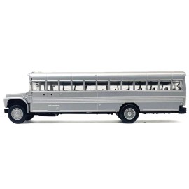 Promotex DCD School Bus 1/87 (HO) Plastic Model Silver Metallic Diecast Car for Playing