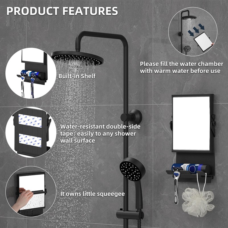 Shower Mirror fogless for Shaving - Dual-Sided 1X/3X Magnification, Anti-Fog