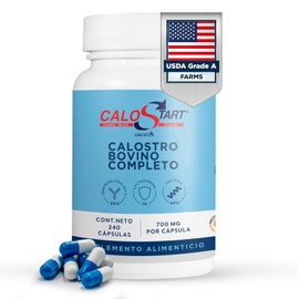 CALOSTART 240 caps - Hasta 4.9g de Calostro Bovino Completo por Dosis Diaria - 20% de Inmunoglobulina | Colostrum Bovino 100% Natural | Colostrum Supplement Libre de conservantes, Gluten y Azucar