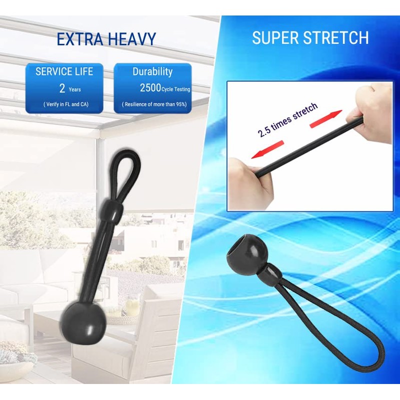 Universal Bungee Tie Down,Roller Shade Parts,Weather Resistance,for Exterior Roller Shades