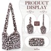Jywmsc Women's Fluffy Leopard Print Plush Shoulder Bag Large Tote