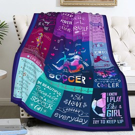 Soccer Blanket Gifts for Girls Ultra Soft Warm Flannel Throw Blankets Soccer Team Soccer Lover Gifts for Kids Teens Adults 80"x60"