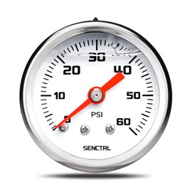 SENCTRL 0-60 Psi Fuel Pressure Gauge, 1-1/2" Dial Size, 1/8" NPT Back Mount, Glycerin Liquid Filled, Stainless Steel Case, Inline Low Pressure Gauge, for Water Oil Air Pressure Test