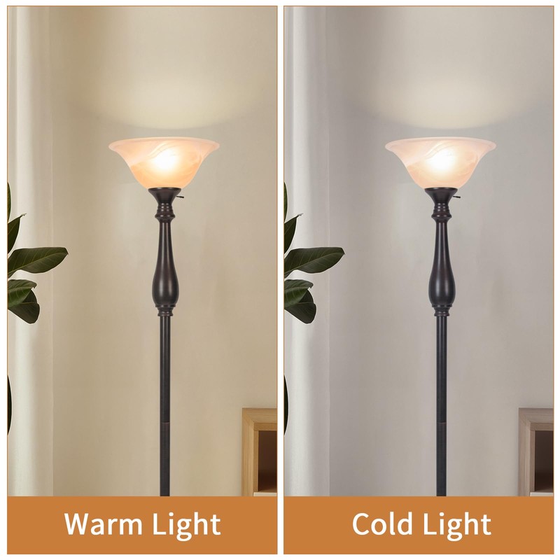 lianheng Glass Bowl Shade Replacement for Torchiere Floor Lamp, Standing