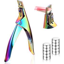Professional  False  Clippers with ,  Tip  with Length Measurement  Manicure Tool Gift for Salon Home  Art Lover(Chameleon Color) - Color: Chameleon Color