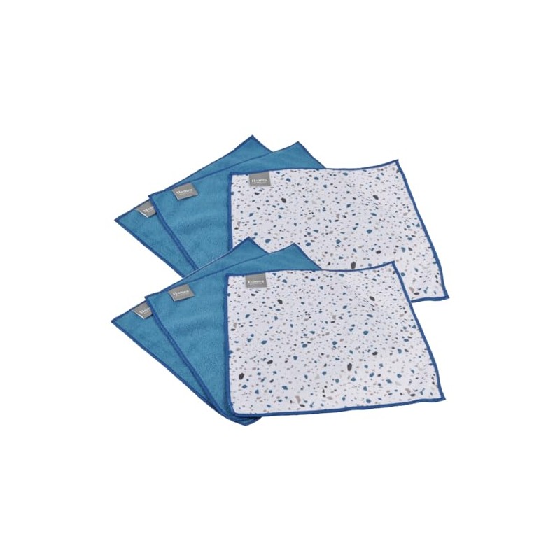 Macosa UMEN193_x2 Microfibre Cloths Set of 6 Blue White Dish