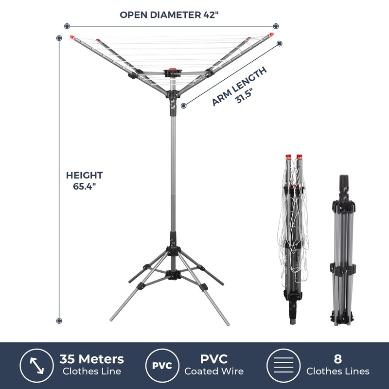 STO STO Portable Umbrella Clothesline, 82 Feet Rotary Drying Rack