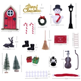 Gnome Accessory Set, Christmas Gnome Door Set, Gnome Accessories, Gnome Door Accessories, Christmas, Gnome Door Accessory Set, Christmas, Snowman, Wooden Ladder, Christmas Tree, Christmas Wreath