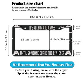 License Plate Frames License Plate Covers It’s All Fun and Games Until Someone Burns Their Wiener Camping Aluminum Metal Car Accessory 2 Pack with Screw Covers Set