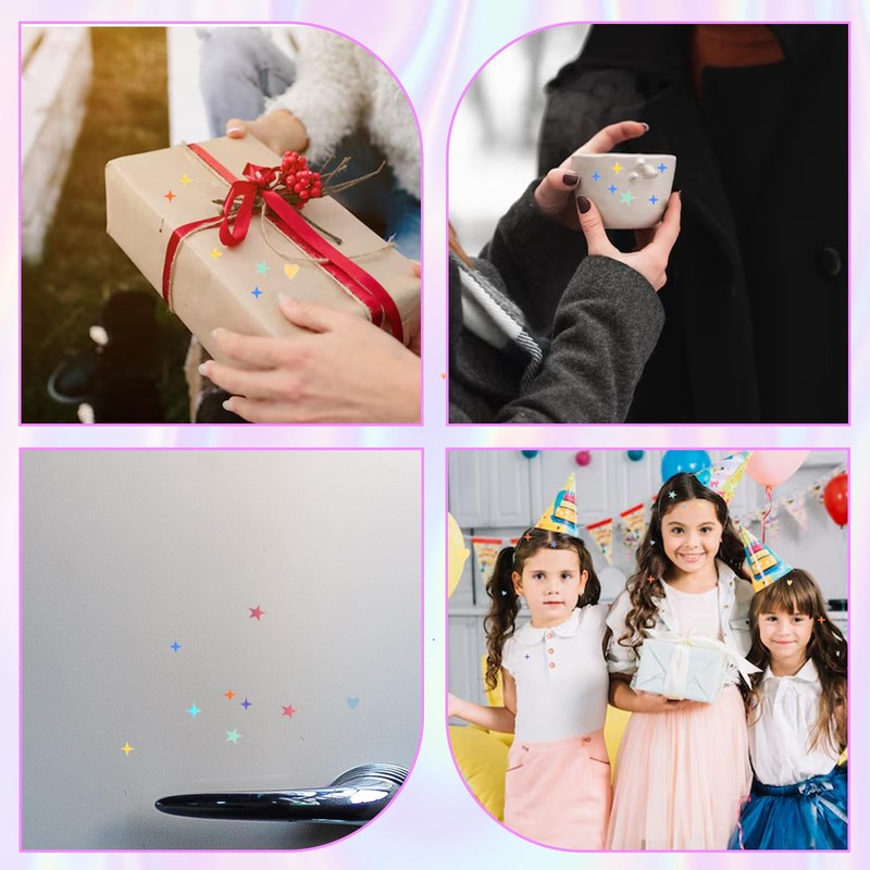 1800PCS Holographic Stickers, 12 Sheets Small Star Stickers, Self-Adhesive Tiny