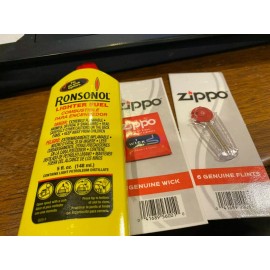 Premier and Ronson LIGHTER PACKAGE  Premier FlAG with 1 Ronson 5 ounce fuel 6 flints and 1 wick