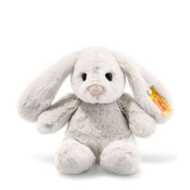 Steiff Steiff Hoppie Hase 18 cm hellgrau, Plüschtier mit Schlappohren, Soft Cuddly Friends, flauschiges Stofftier zum Kuscheln und Spielen, Kuscheltier für Mädchen und Jungen, waschmaschinenfest