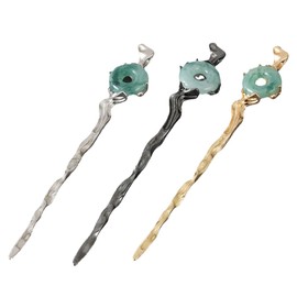 Outanaya 3pcs Chinese Resin Jade Hair Stick Exquisite Craftsmanship Metal Hair Pins for Women Hair Sticks for Long Hair Hair Accessories