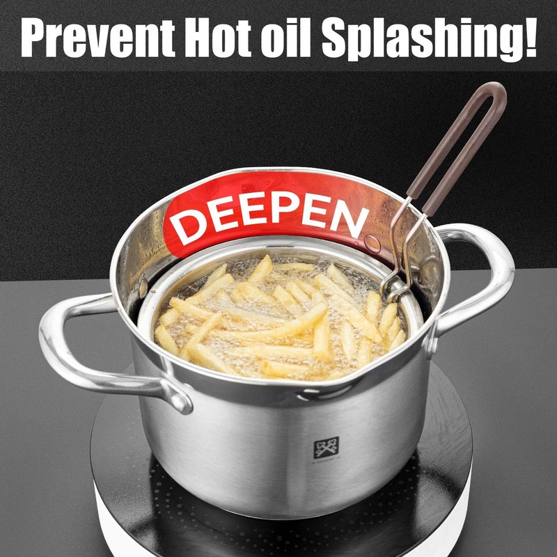 GOLDEN KEY Deep Fryer Pot with Basket and Lid,4.0L/4.2QT 304