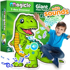 Dinosaur Giant Floor Puzzle with Sounds, 35 Piece Extra Thick Puzzle Toys for Ages 5-7, Puzzles for Kids Ages 4-6, Dinosaur Toys for Kids Ages 3-5, 4-8 Year Old Gift