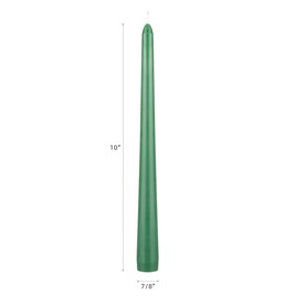 Mega Candles 4 pcs Unscented Green Taper Candle, Hand Poured Wax Candles 10 Inch x 7/8 Inch, Home Décor, Wedding Receptions, Baby Showers, Birthdays, Celebrations, Party Favors & More