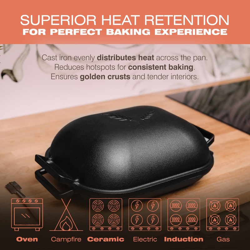 KUHA Cast Iron Bread Pan with Lid + Bread Lame