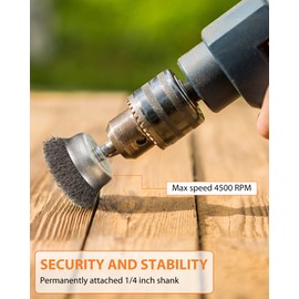 Rtteri 50 Pcs Wire Brush for Drill Set Coarse Steel Crimping Wire Wheel Wire Cup Brush Abrasive Wheel Brushes for Drill 1/4 Inch Hex Shank Drill Rust Removal Attachments