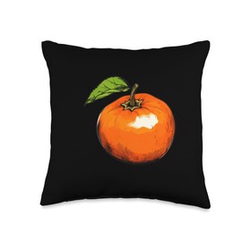 Persimmon Fruit Pop Art Throw Pillow