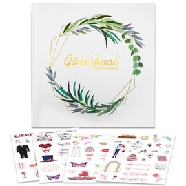 viallolipa Gästebuch Hochzeit, Sticker Hochzeit Gästebuch, 200 Seiten Hochzeitsgästebuch+ 97 Einzigartige Sticker Hochzeit in Deutsch und Englisch, Hochzeitsbuch, Hochzeitsalbum für Erinnerungen