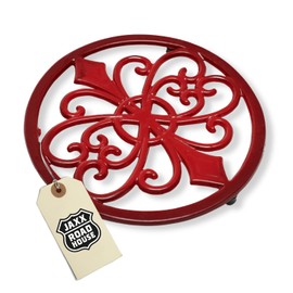 JAXX ROADHOUSE Trivet Trivet Trivet Made of Heat-Resistant Cast Iron Base for Dutch Oven, Pot, Teapot, Kettle, Red Enamelled, Diameter 20 cm, Height 2 cm