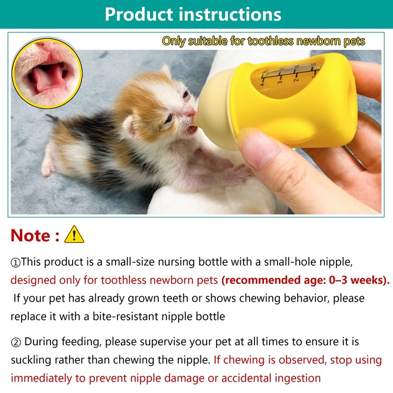 Puppy Bottles for Nursing，Kitten Bottles for Nursing，Pet Feeding Bottle，(Yellow- 20ml)