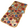 GURU SHOP Crochet Scarf with Colourful Flowers, Scarf, Men/Women, Black,