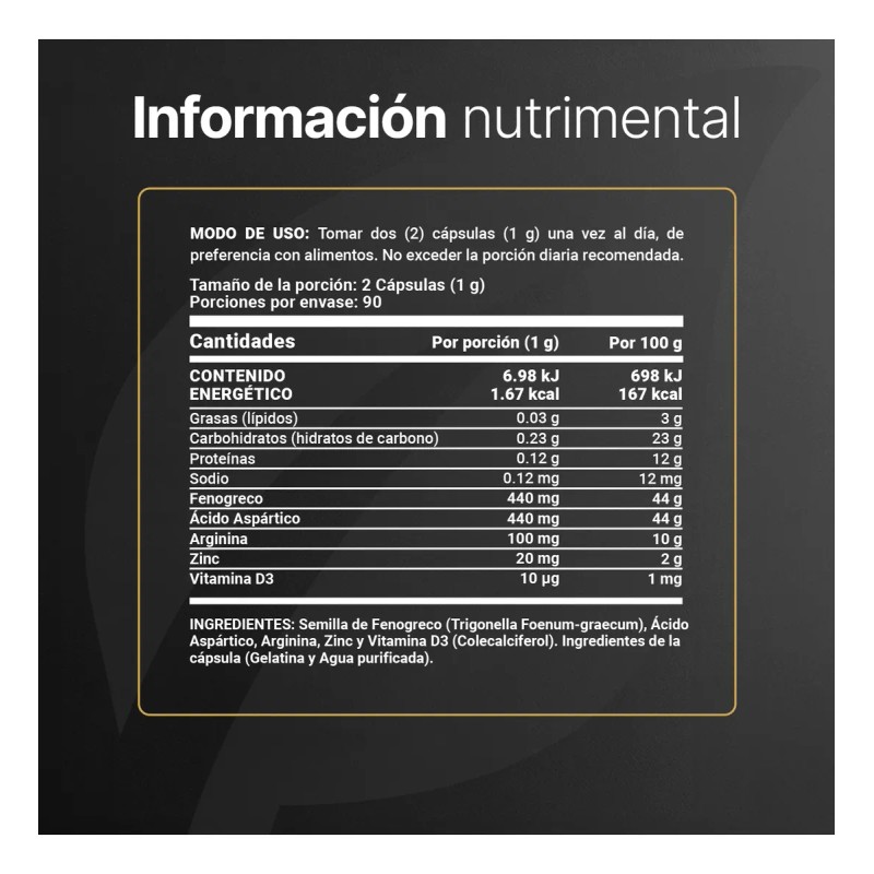 Mens T 180 Cpsulas Testosterona Con Fenogreco Y Zinc B