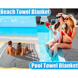 Yongoes Oversized Turkish Beach Towel Blanket Cotton Giant XL Sandproof Towels Huge Linen XXL Extra Large Big Throw Quilt Blankets for Adults Cloud Travel Camping Glamping Accessories Essentials