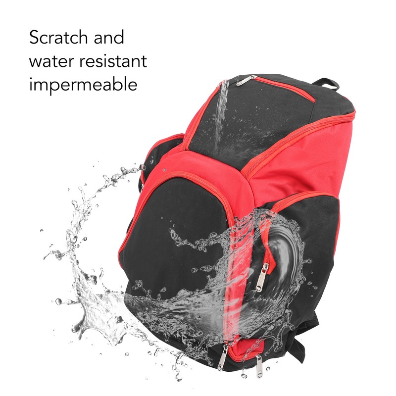 Basketball Backpack Black Red Multifunctional Large Capacity with Multiple Storage