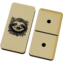 Azeeda 'Smiling Sloth with Leaves' Domino Set & Box (DM00041412)
