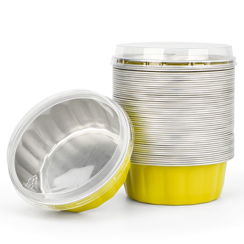 Beasea Aluminum Cups for Baking, 8oz 50 Pack Disposable Ramekins