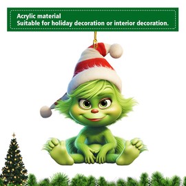 Christmas Ornaments G-rinch Acrylic Hanging Pendants Grinch Christmas Tree Decoration 2023 Merry Funny Dolls Ornaments for Christmas Tree Decorations (10 PCS)